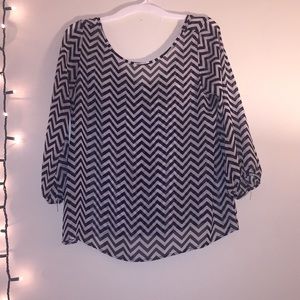 Black and White chevron blouse